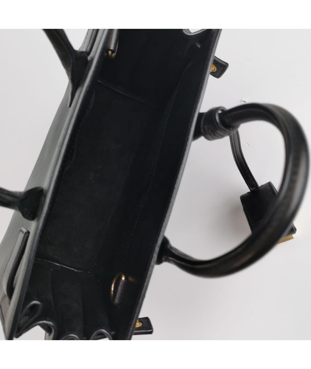 SAINT LAURENT Черная кожаная сумка с короткими ручками, фото 4