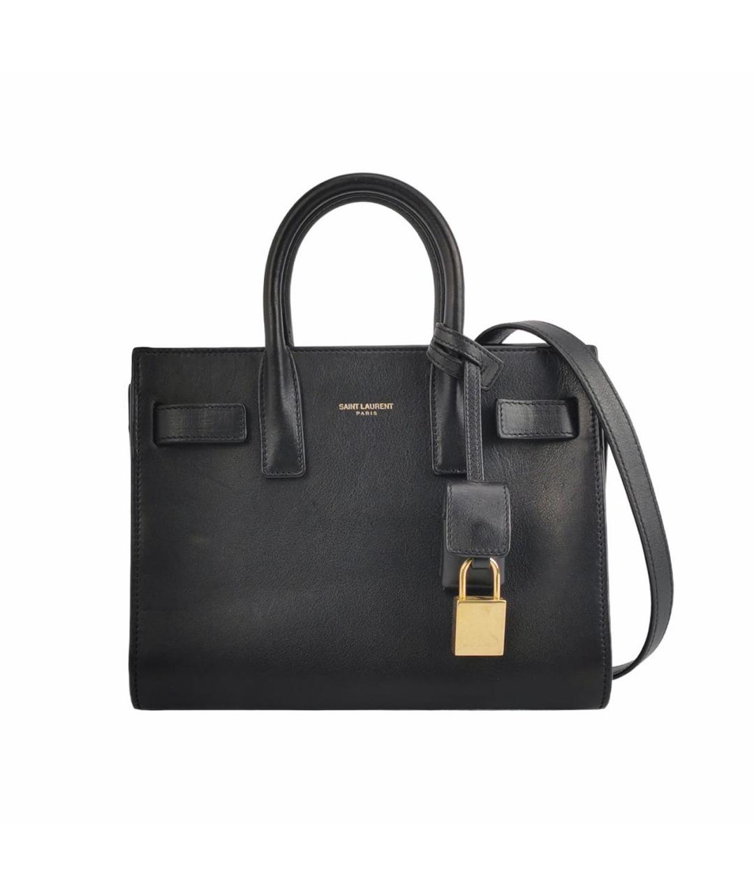 SAINT LAURENT Черная кожаная сумка с короткими ручками, фото 9