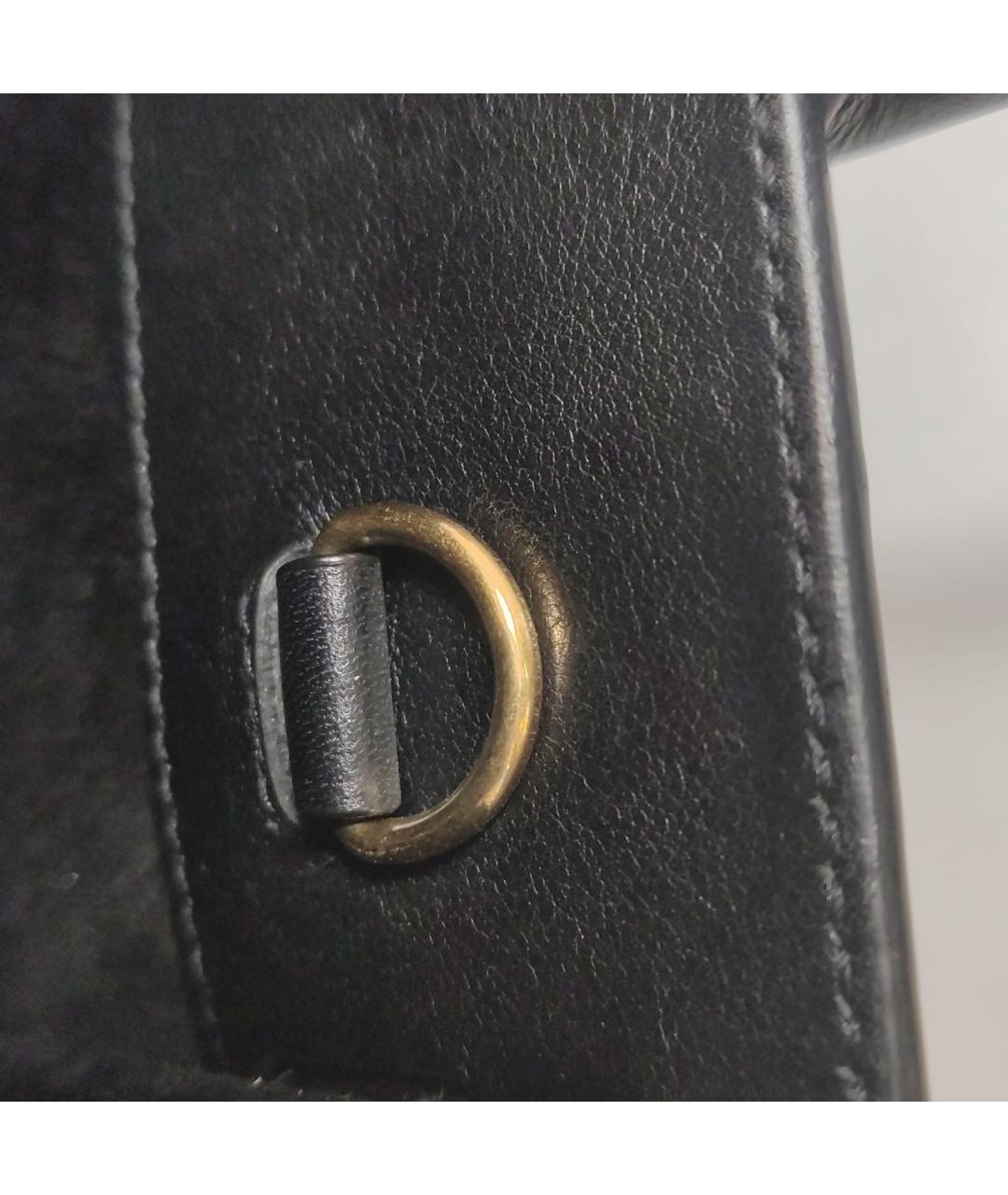 SAINT LAURENT Черная кожаная сумка с короткими ручками, фото 7