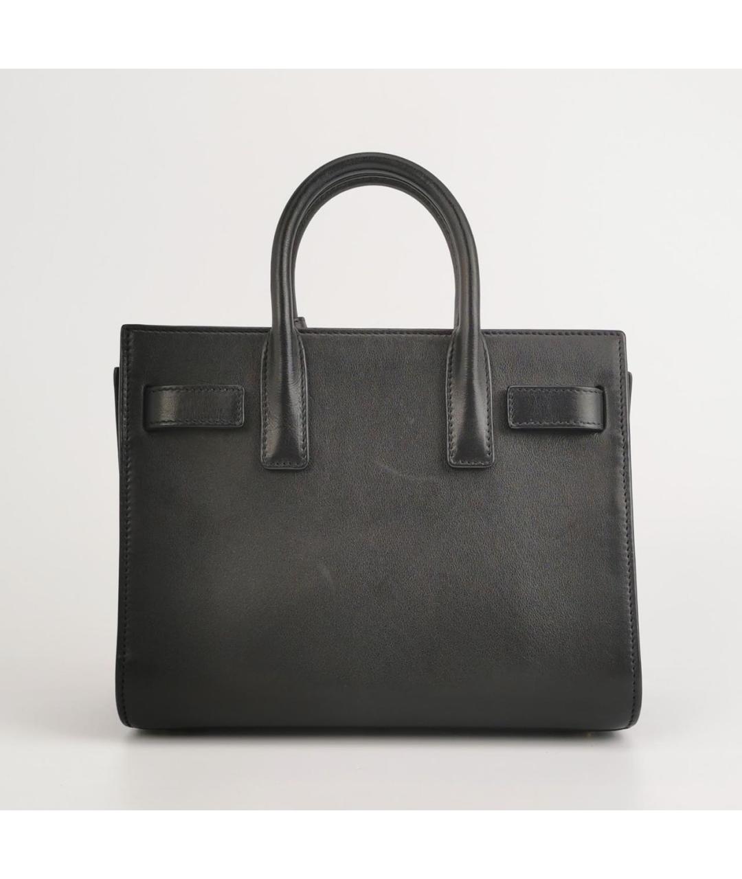 SAINT LAURENT Черная кожаная сумка с короткими ручками, фото 3