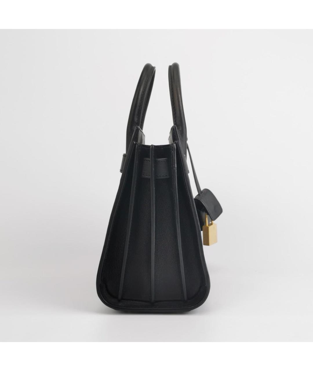 SAINT LAURENT Черная кожаная сумка с короткими ручками, фото 2