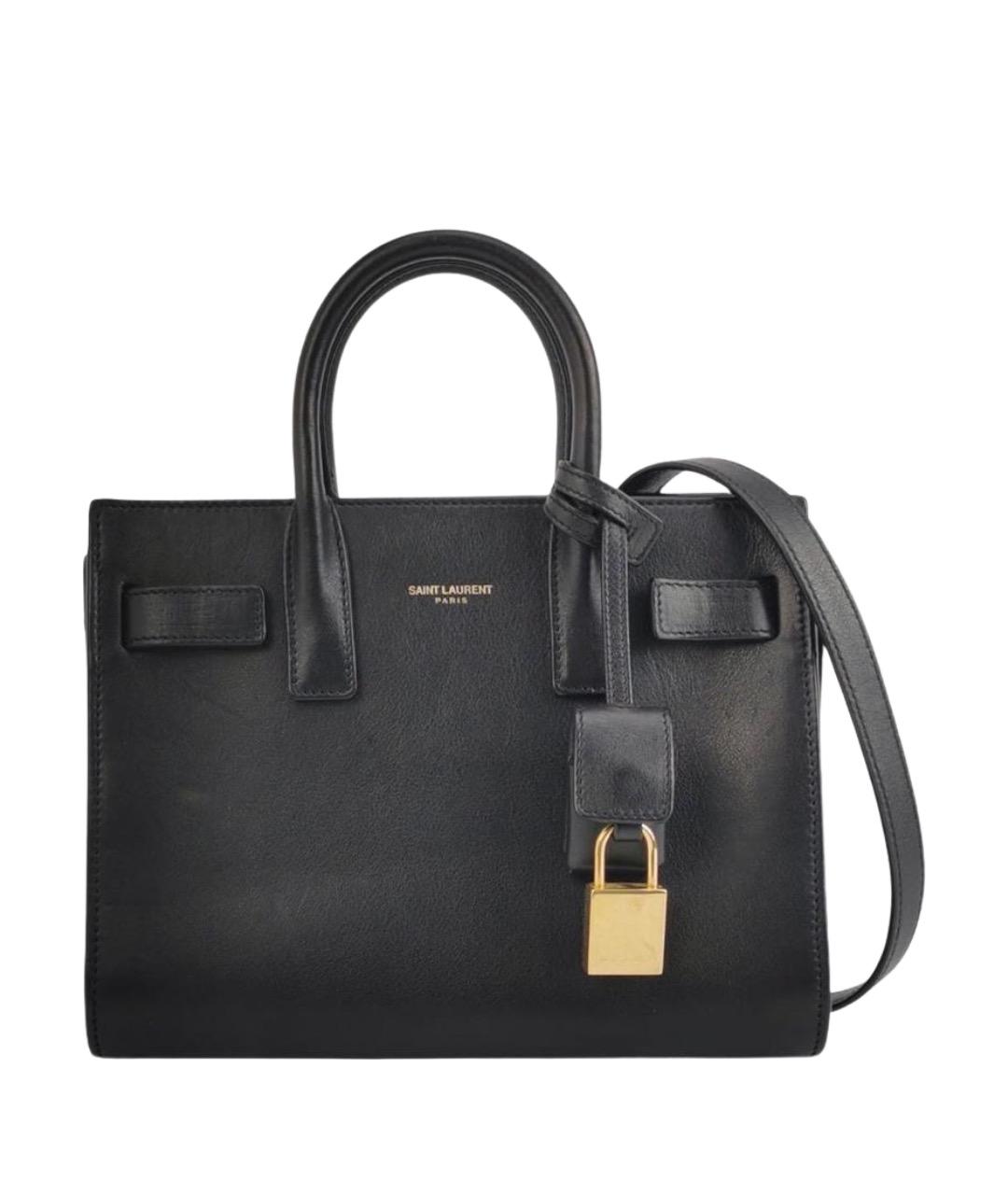 SAINT LAURENT Черная кожаная сумка с короткими ручками, фото 1