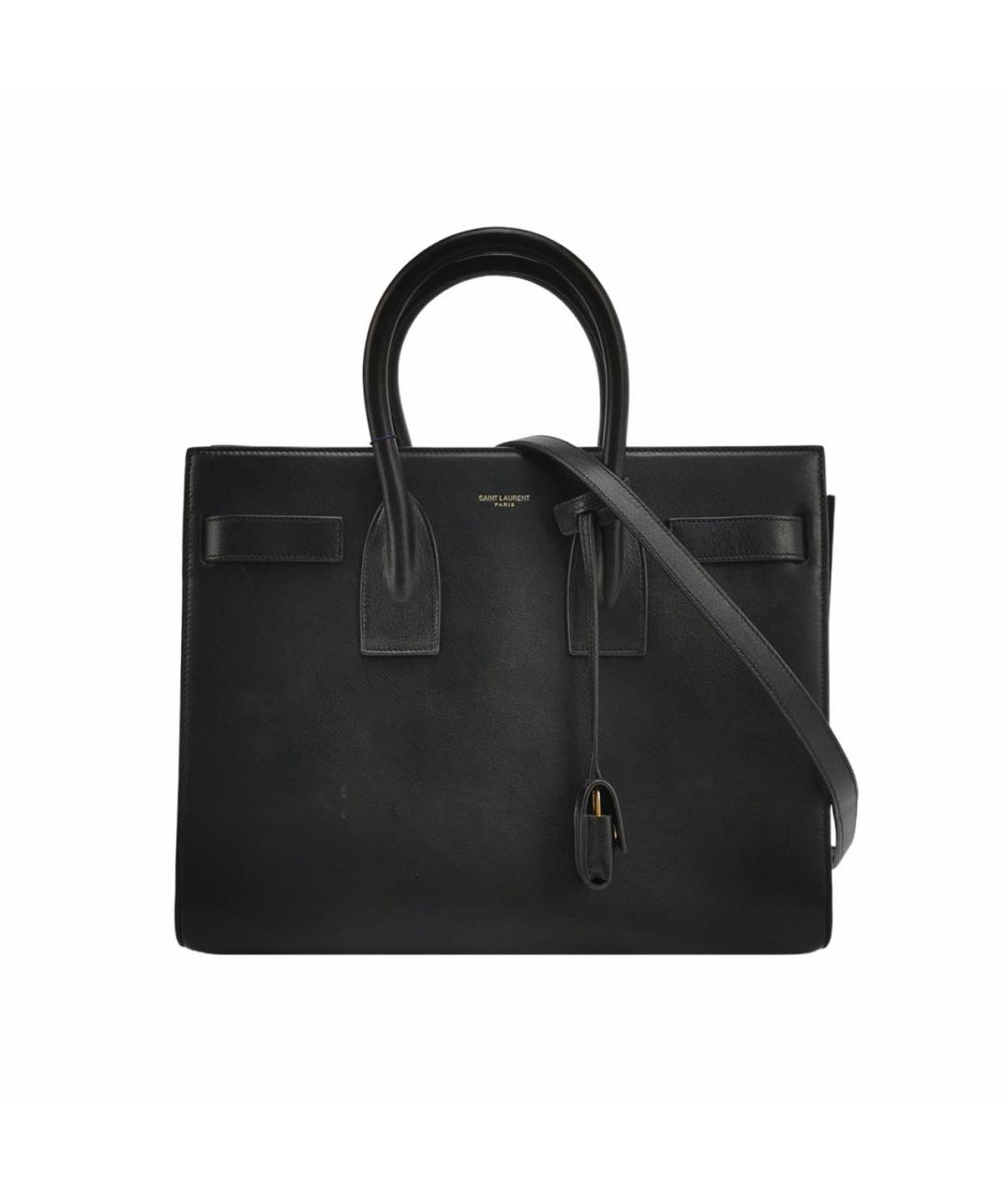 SAINT LAURENT Черная кожаная сумка с короткими ручками, фото 9