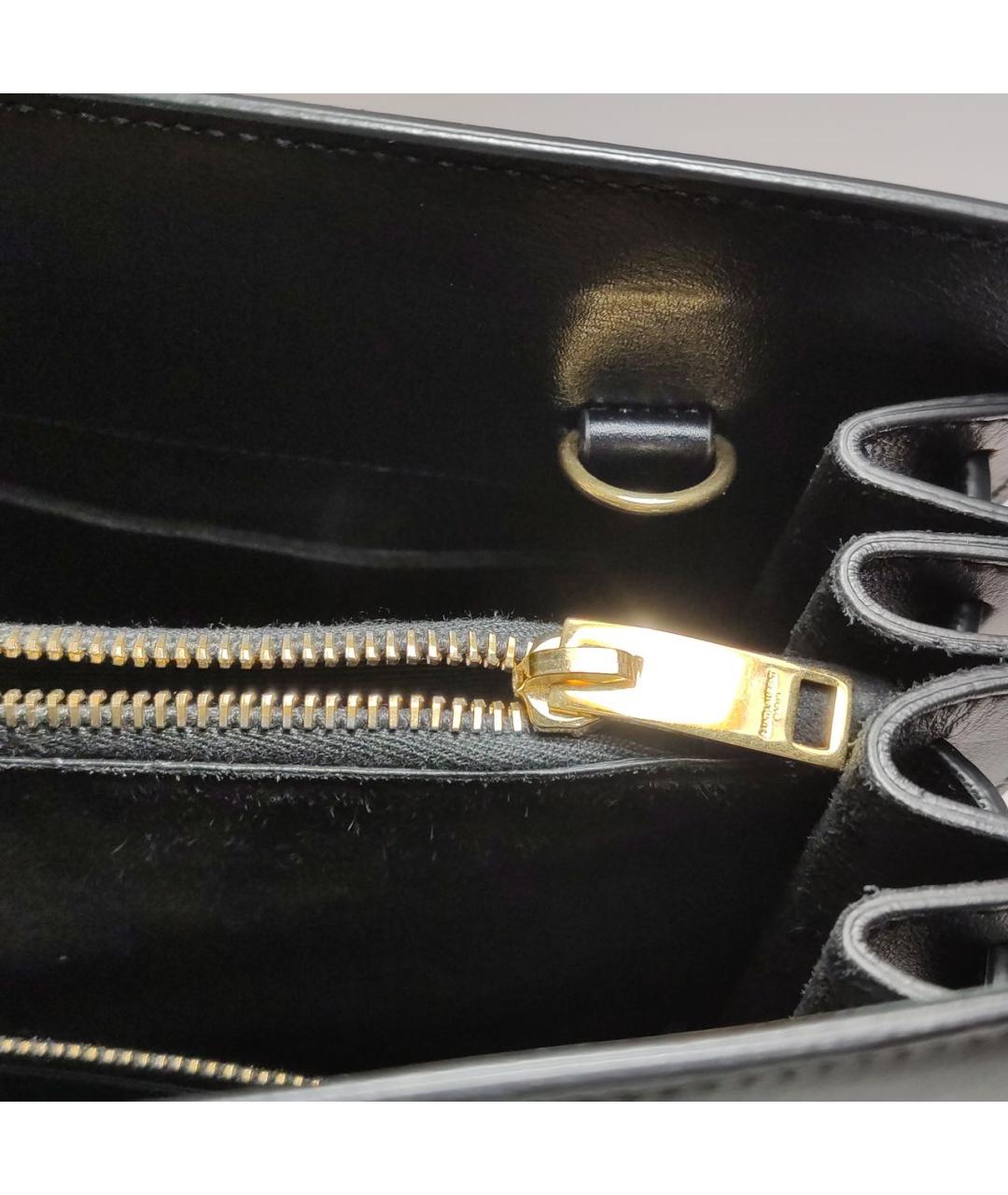 SAINT LAURENT Черная кожаная сумка с короткими ручками, фото 8