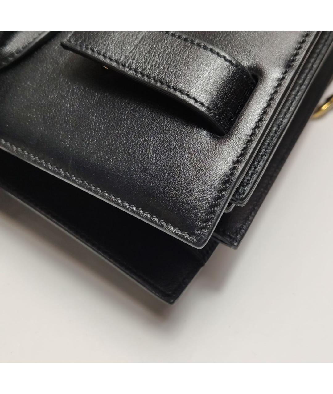 SAINT LAURENT Черная кожаная сумка с короткими ручками, фото 7