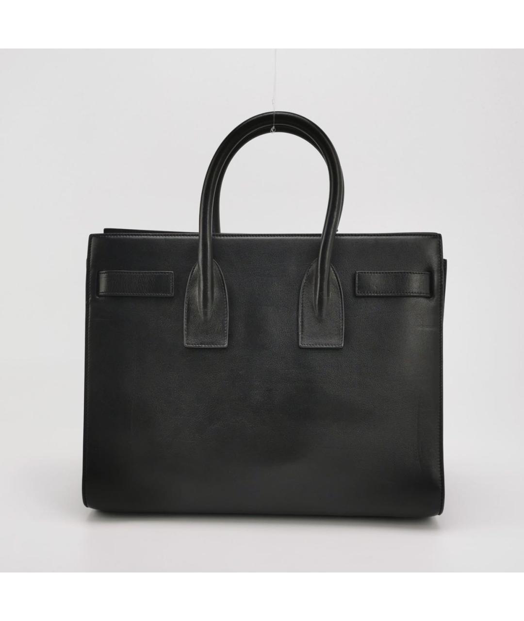 SAINT LAURENT Черная кожаная сумка с короткими ручками, фото 3