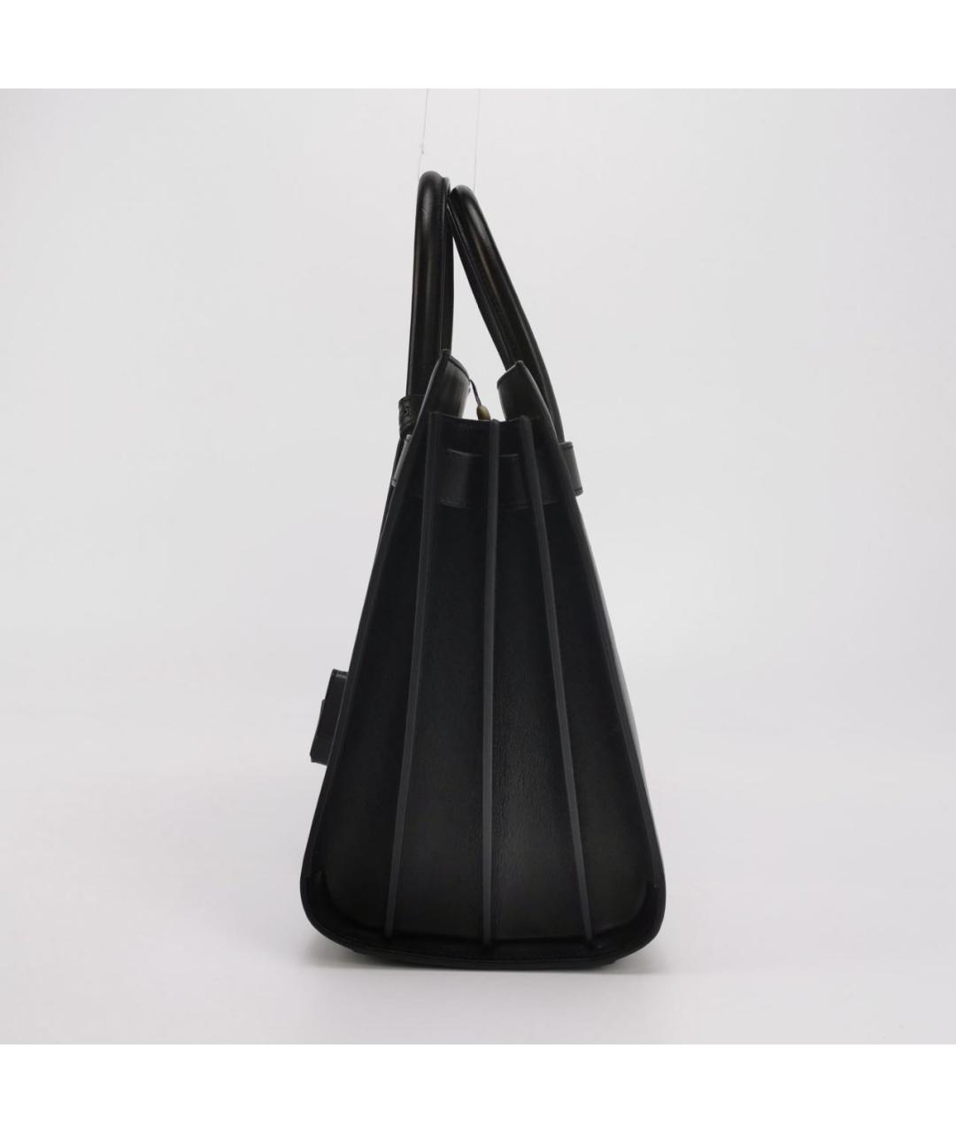 SAINT LAURENT Черная кожаная сумка с короткими ручками, фото 2