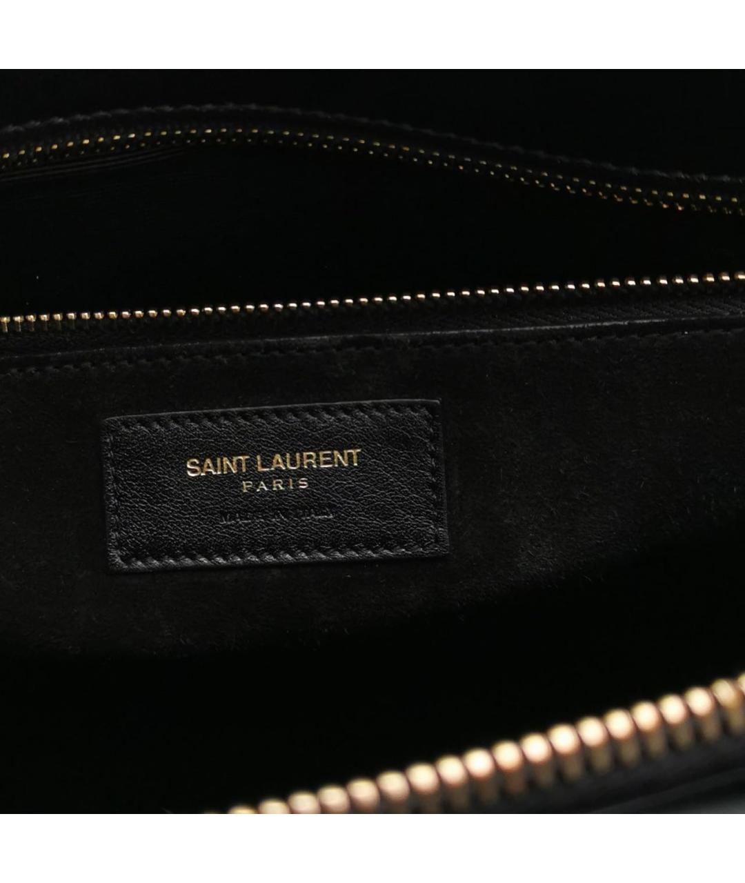 SAINT LAURENT Черная кожаная сумка с короткими ручками, фото 5