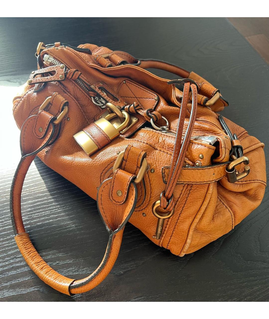 CHLOE Оранжевая кожаная сумка с короткими ручками, фото 2