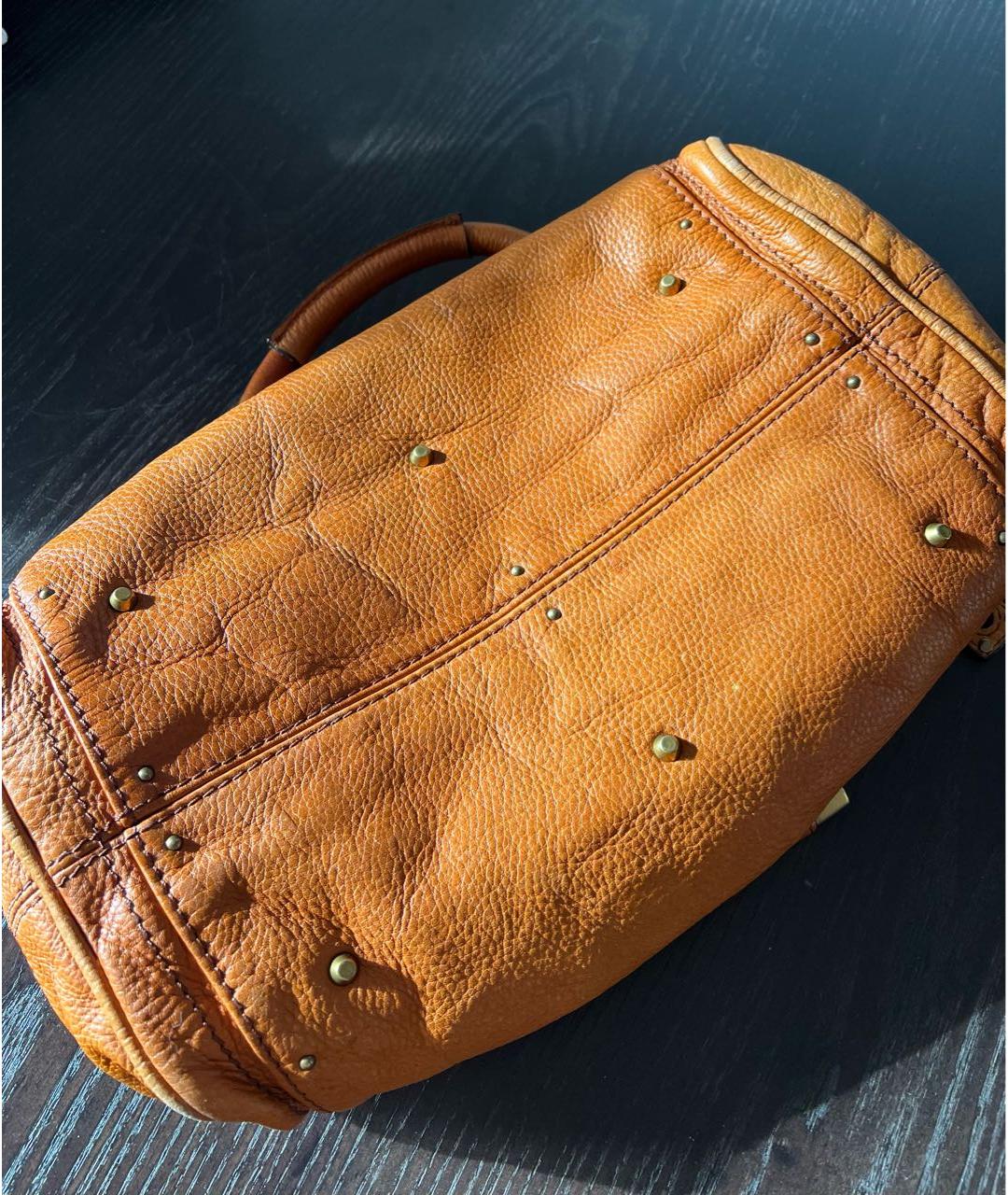 CHLOE Оранжевая кожаная сумка с короткими ручками, фото 3