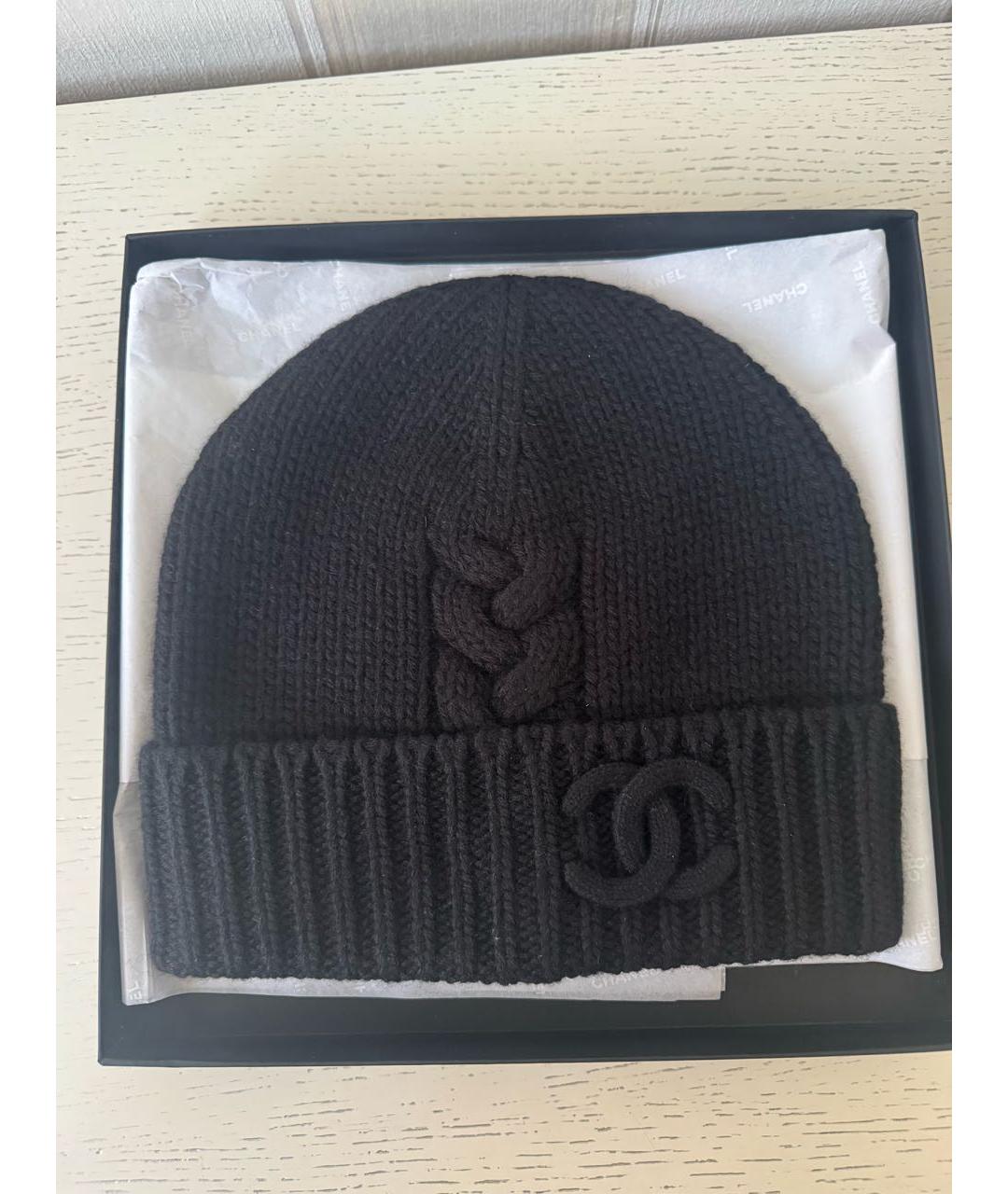 CHANEL Черная кашемировая шапка, фото 6