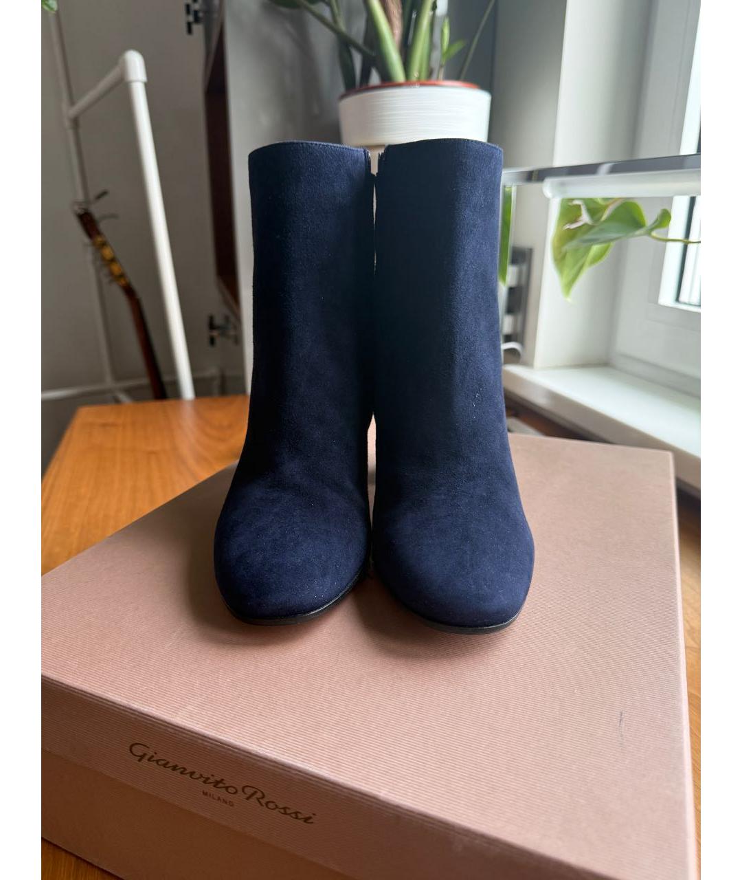 SERGIO ROSSI Темно-синие замшевые ботильоны, фото 2
