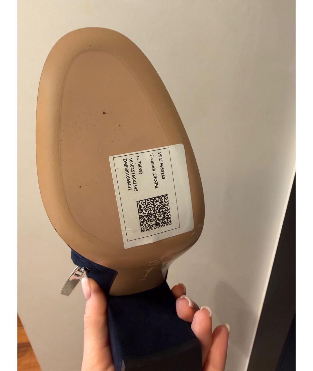 SERGIO ROSSI Темно-синие замшевые ботильоны, фото 5