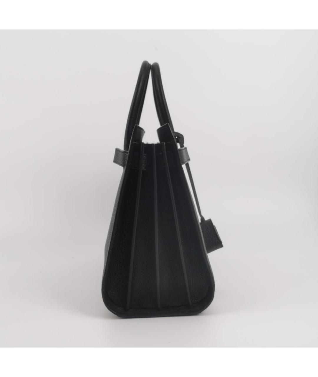 SAINT LAURENT Черная кожаная сумка с короткими ручками, фото 2