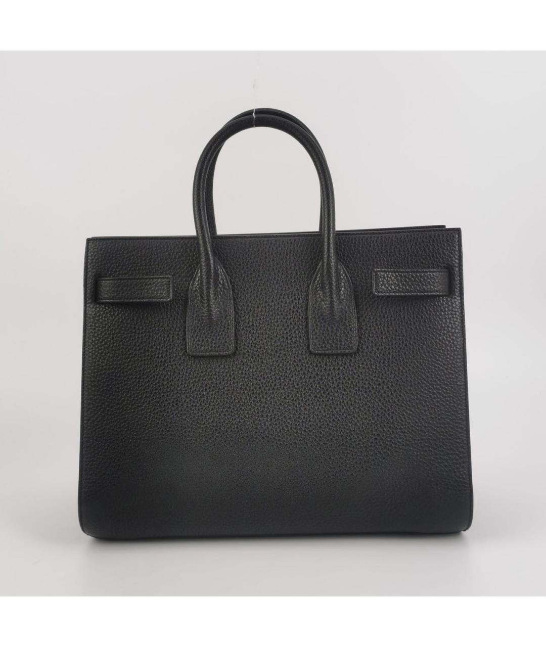 SAINT LAURENT Черная кожаная сумка с короткими ручками, фото 3