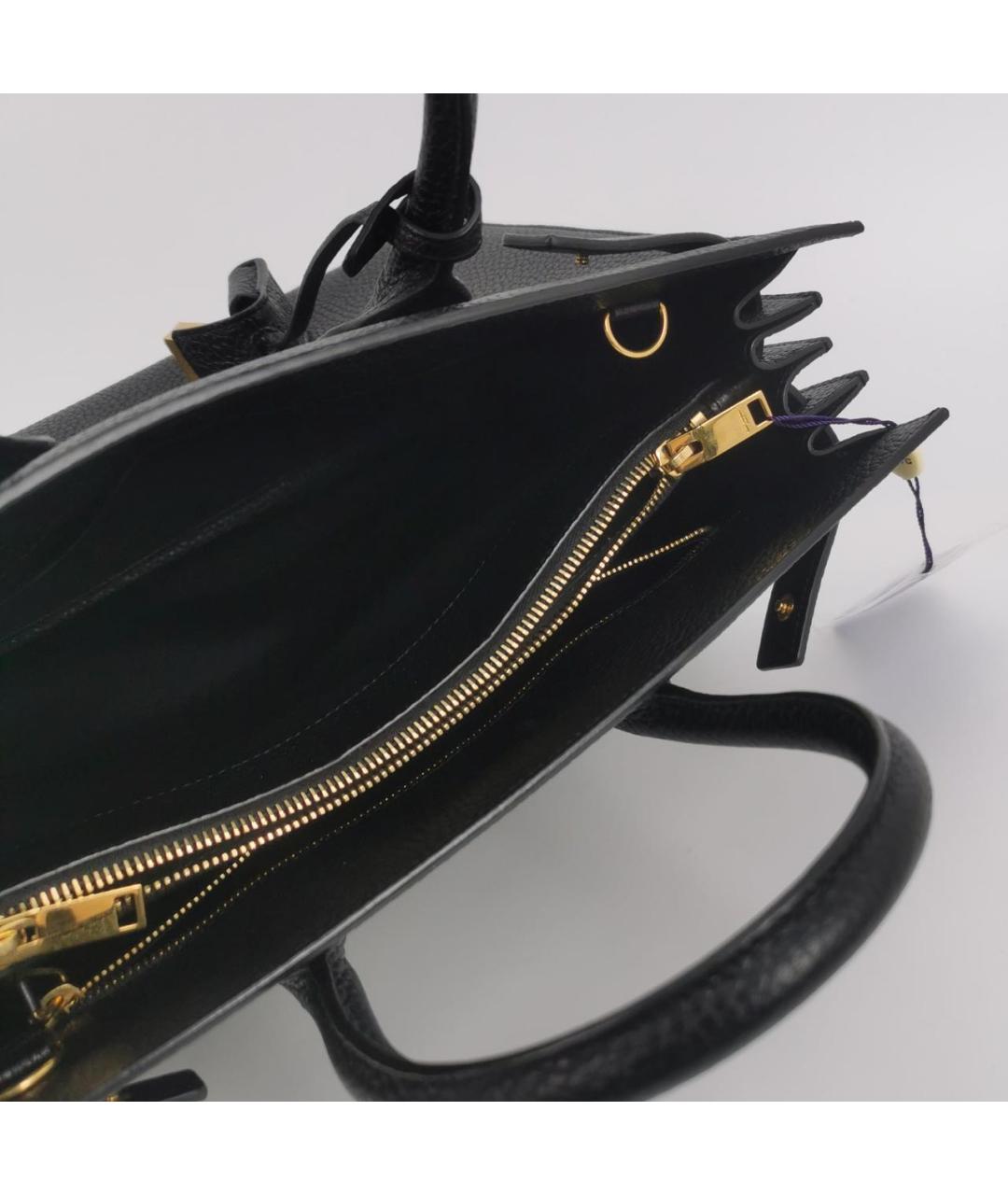 SAINT LAURENT Черная кожаная сумка с короткими ручками, фото 4