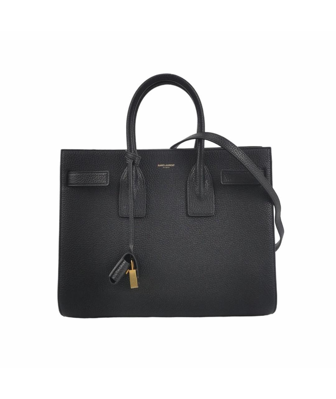 SAINT LAURENT Черная кожаная сумка с короткими ручками, фото 9