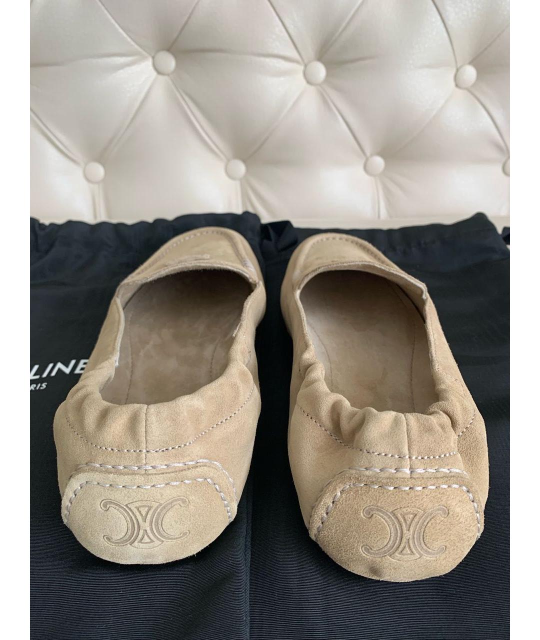CELINE Бежевые замшевые мокасины, фото 4