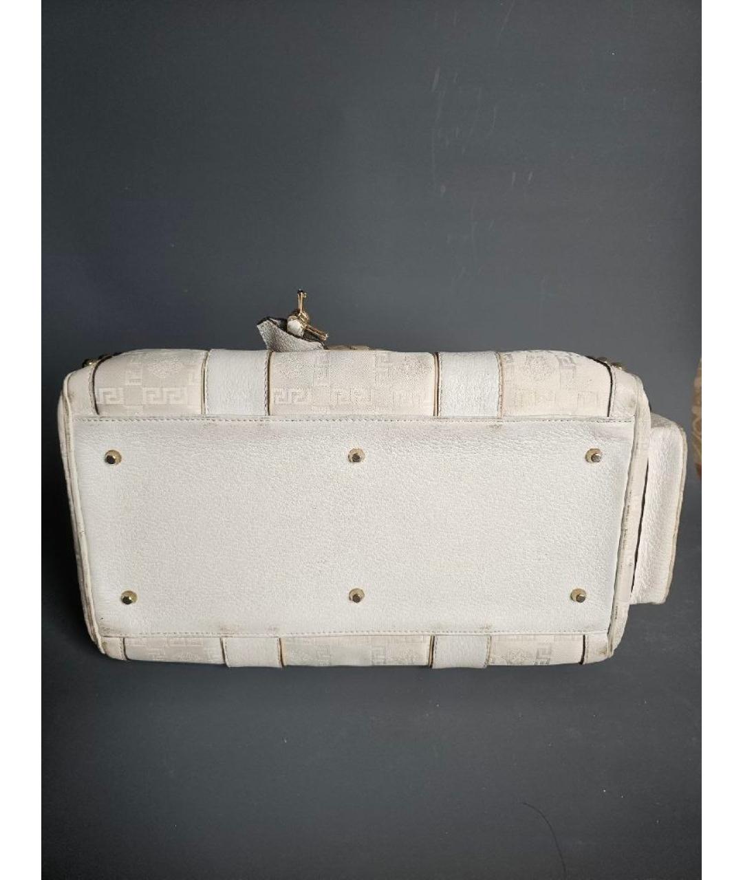 VERSACE Белая кожаная сумка с короткими ручками, фото 5