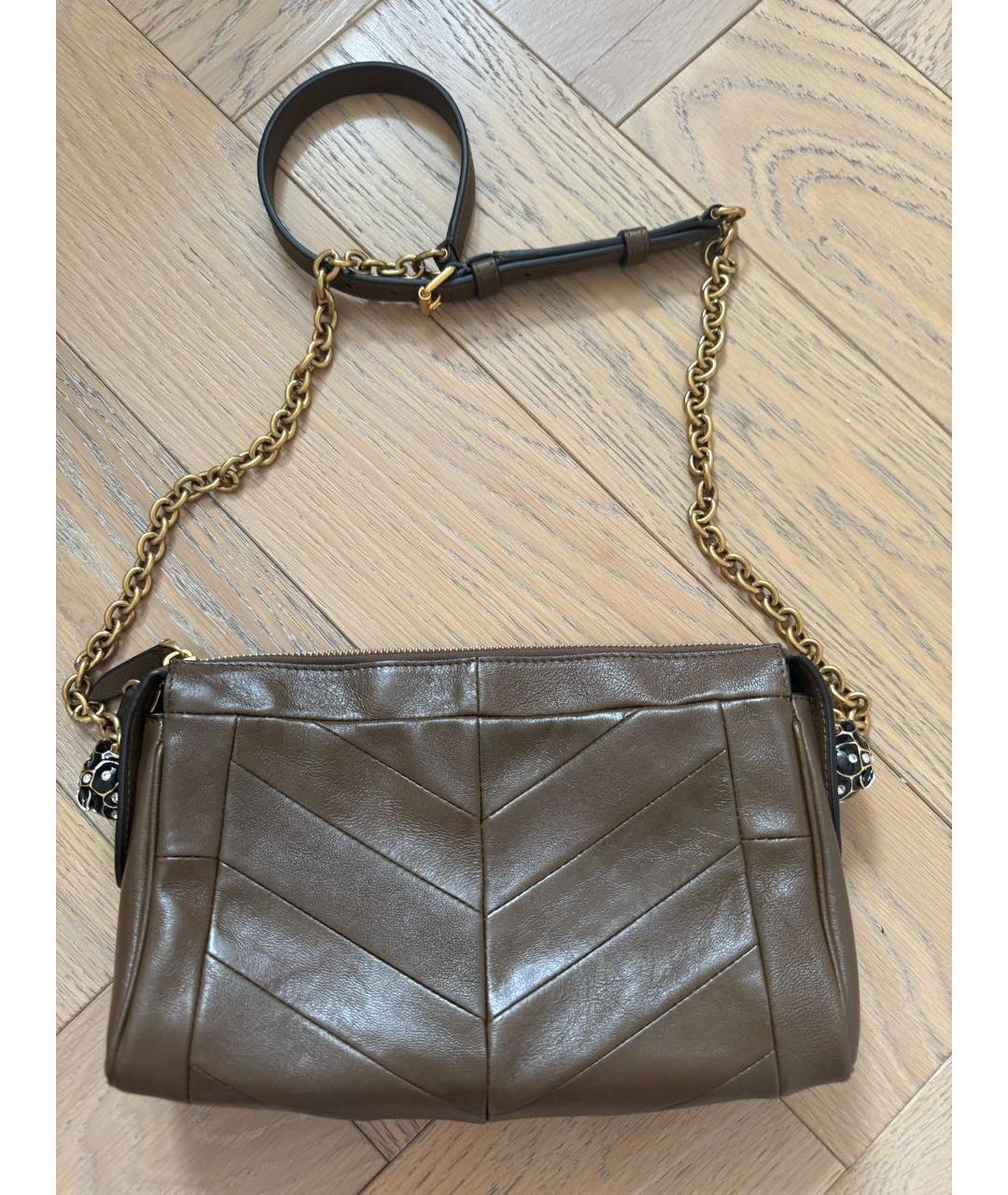 VALENTINO Коричневая кожаная сумка через плечо, фото 3
