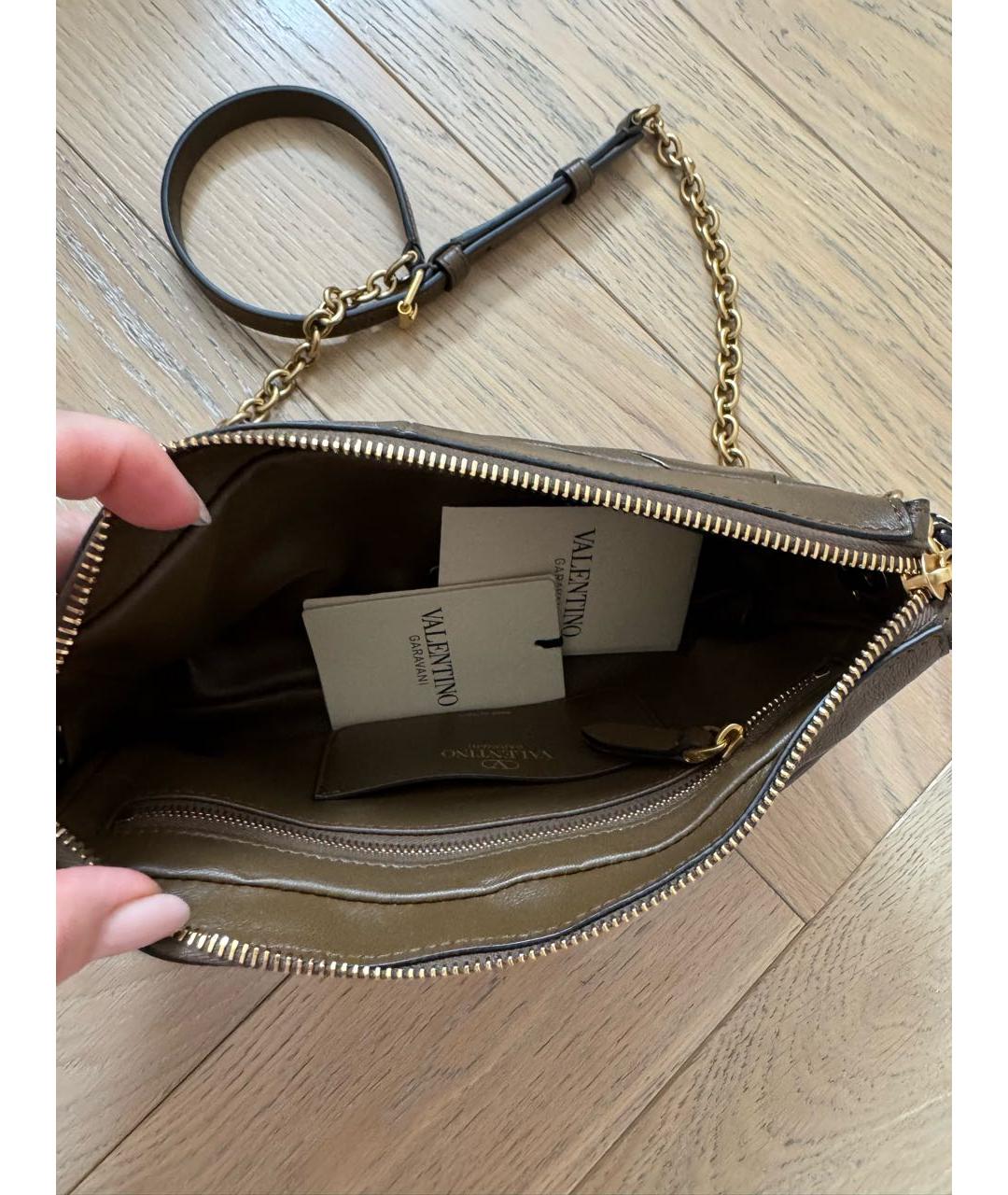 VALENTINO Коричневая кожаная сумка через плечо, фото 4