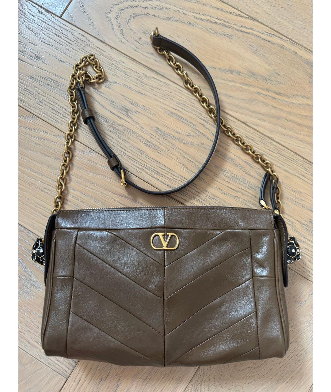 VALENTINO Коричневая кожаная сумка через плечо, фото 5