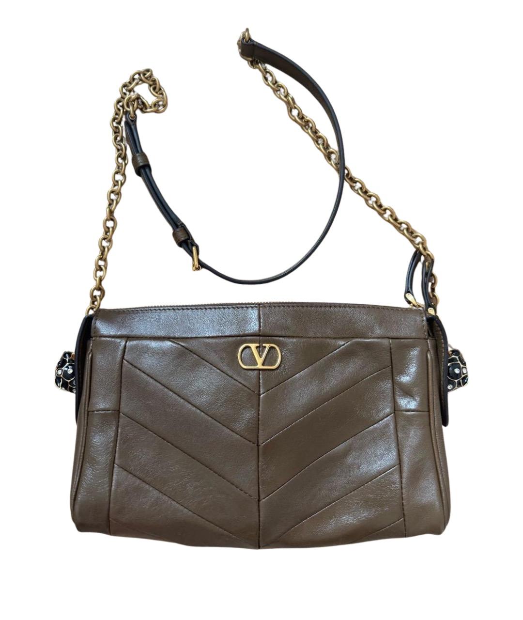 VALENTINO Коричневая кожаная сумка через плечо, фото 1