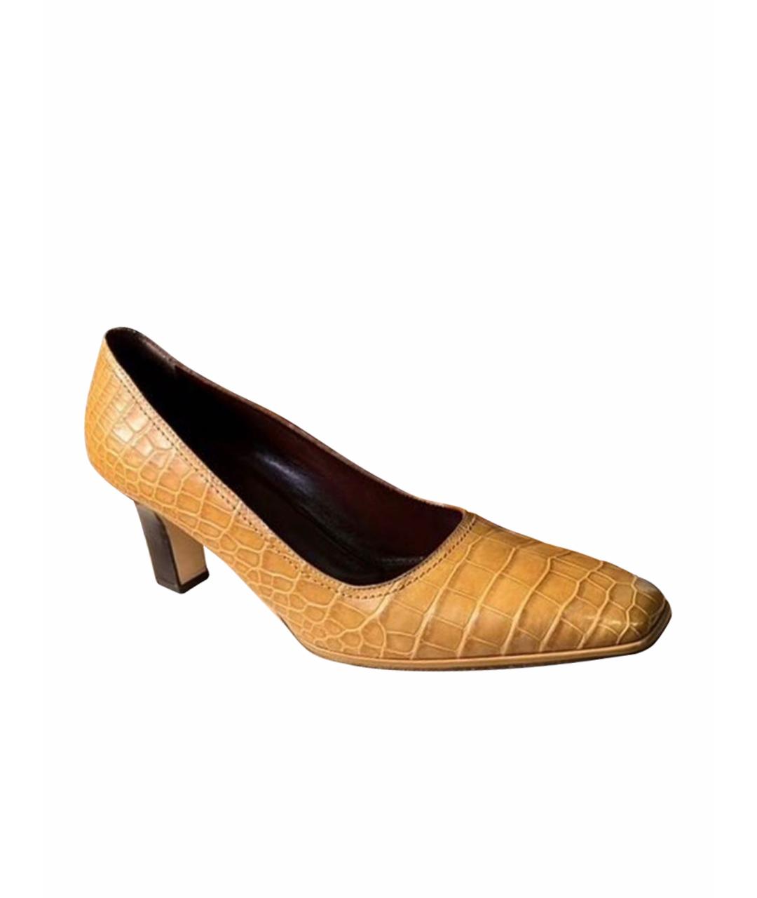 TESTONI Горчичные туфли из экзотической кожи, фото 1