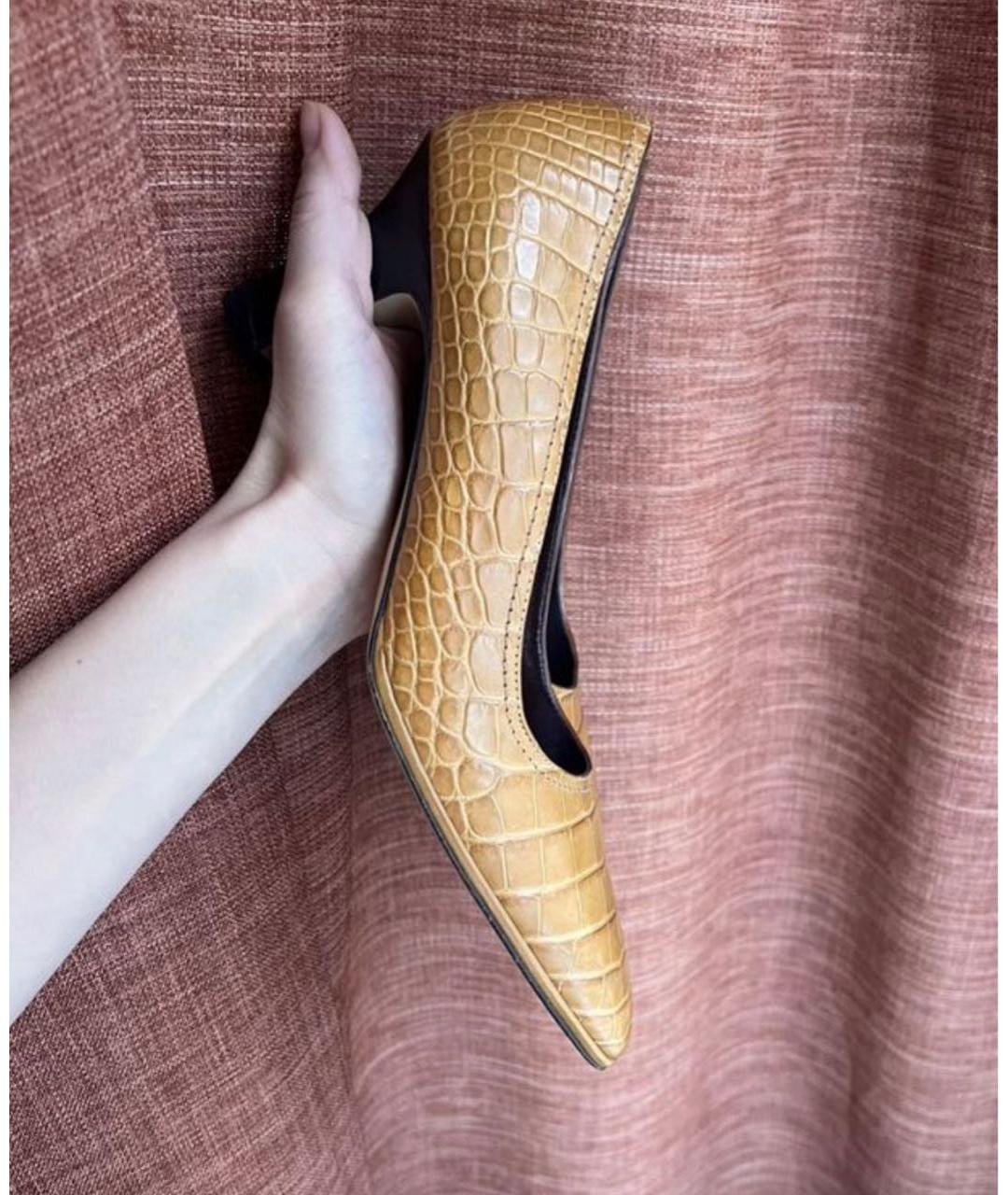 TESTONI Горчичные туфли из экзотической кожи, фото 6