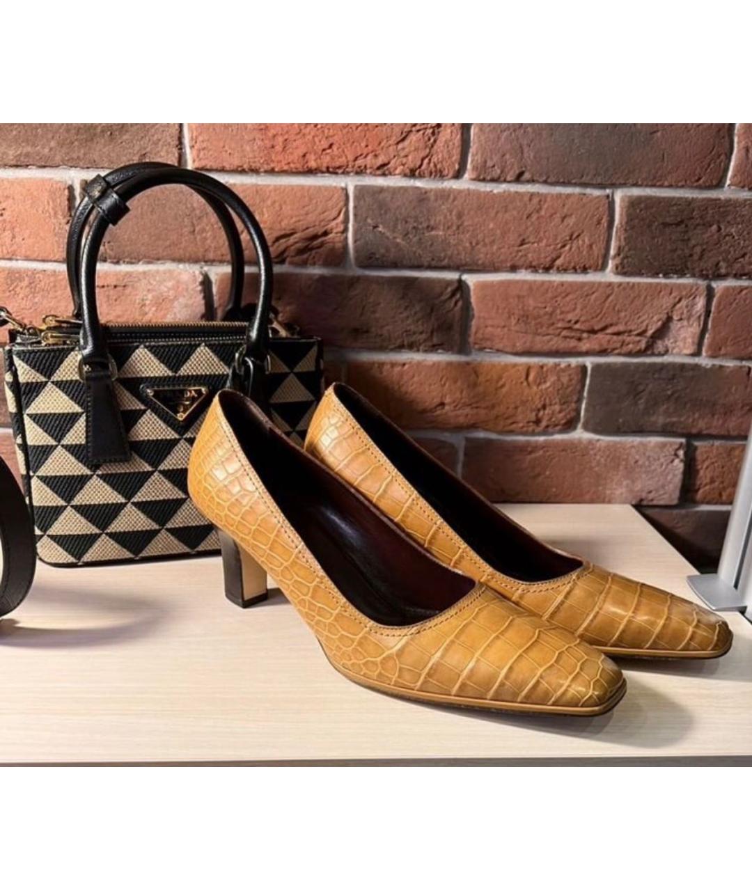TESTONI Горчичные туфли из экзотической кожи, фото 8