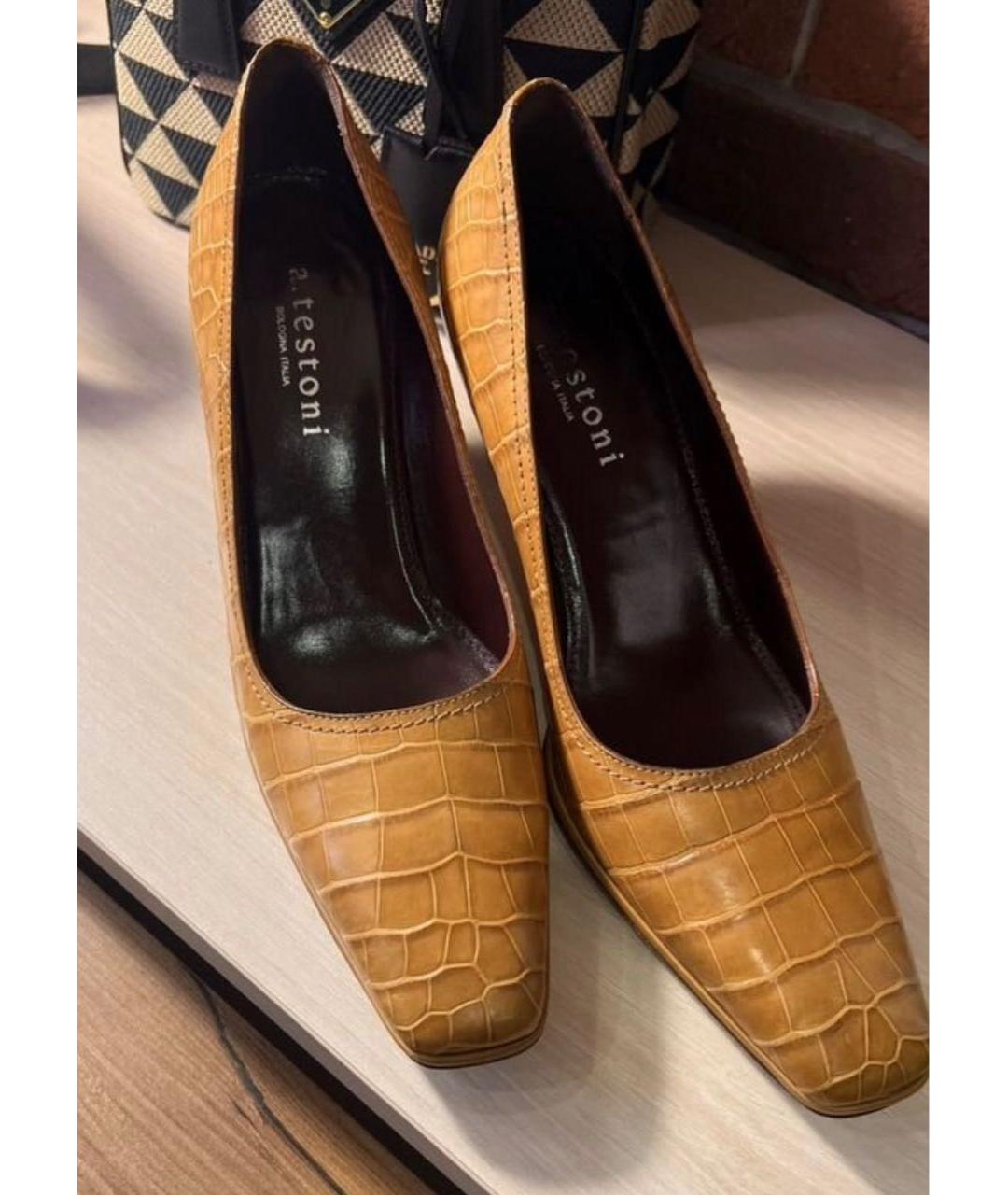 TESTONI Горчичные туфли из экзотической кожи, фото 2