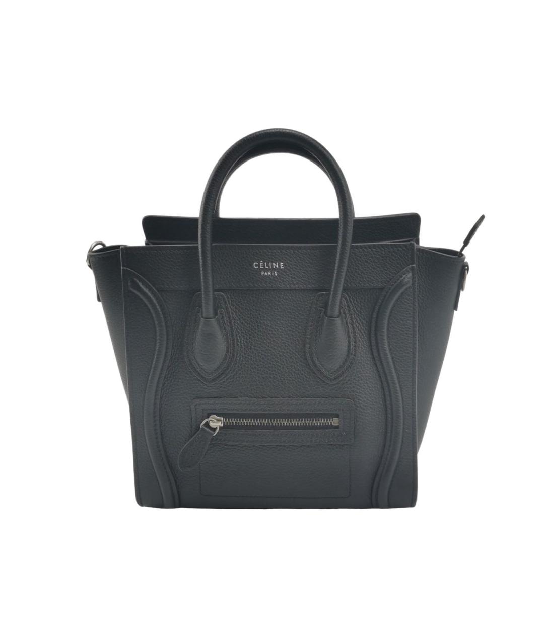 CELINE Черная кожаная сумка с короткими ручками, фото 9