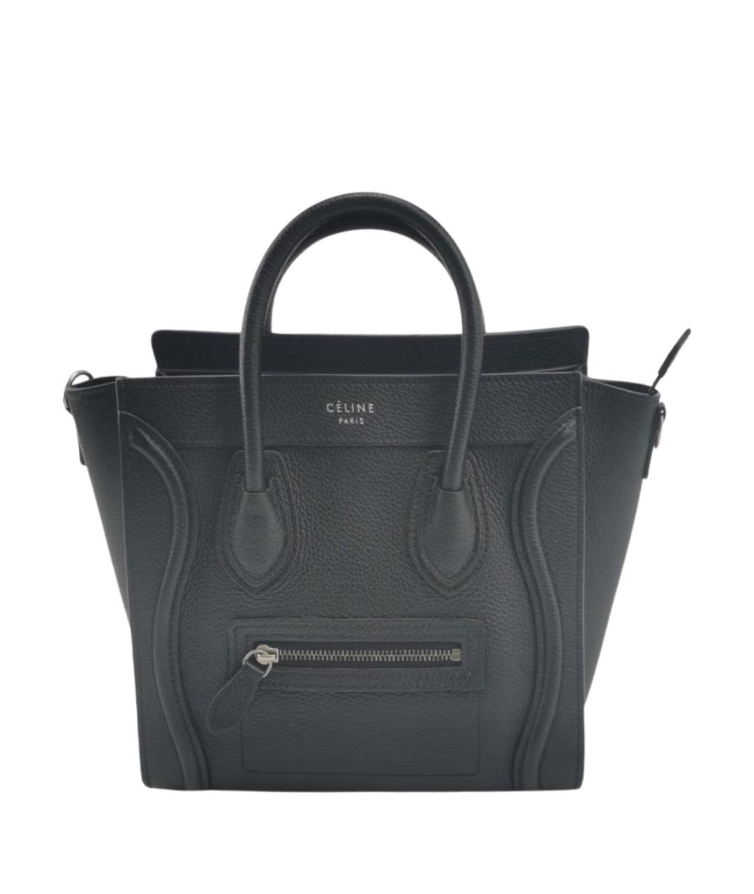 CELINE Черная кожаная сумка с короткими ручками, фото 1