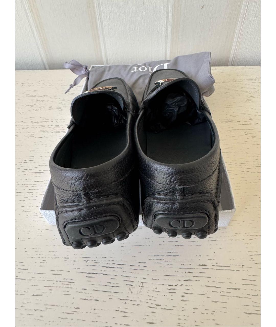 CHRISTIAN DIOR Черные кожаные мокасины, фото 6
