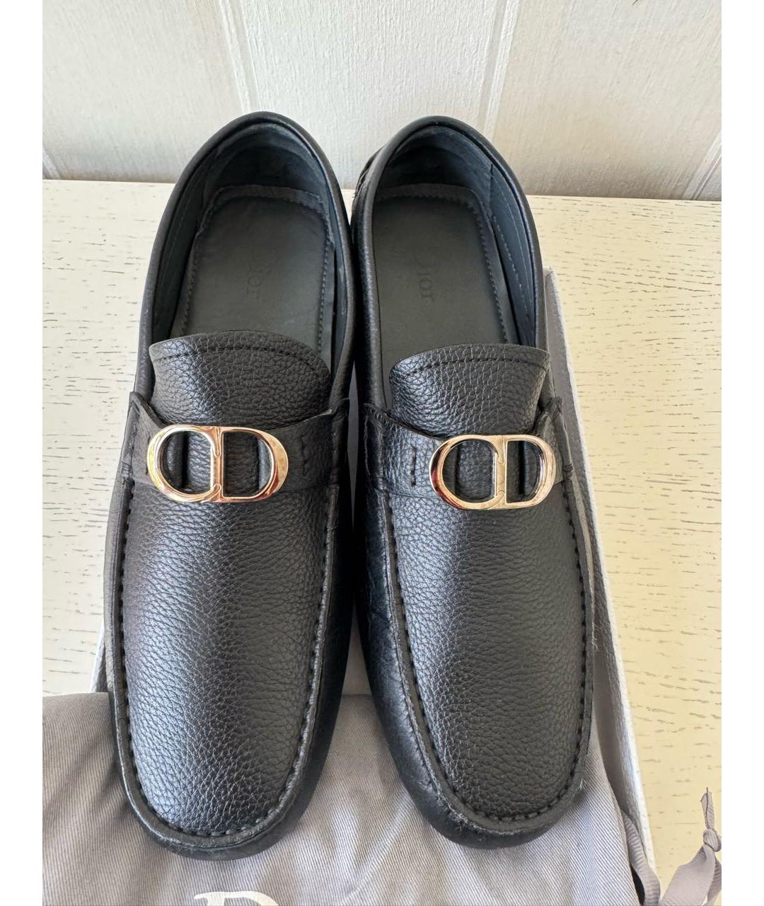 CHRISTIAN DIOR Черные кожаные мокасины, фото 2