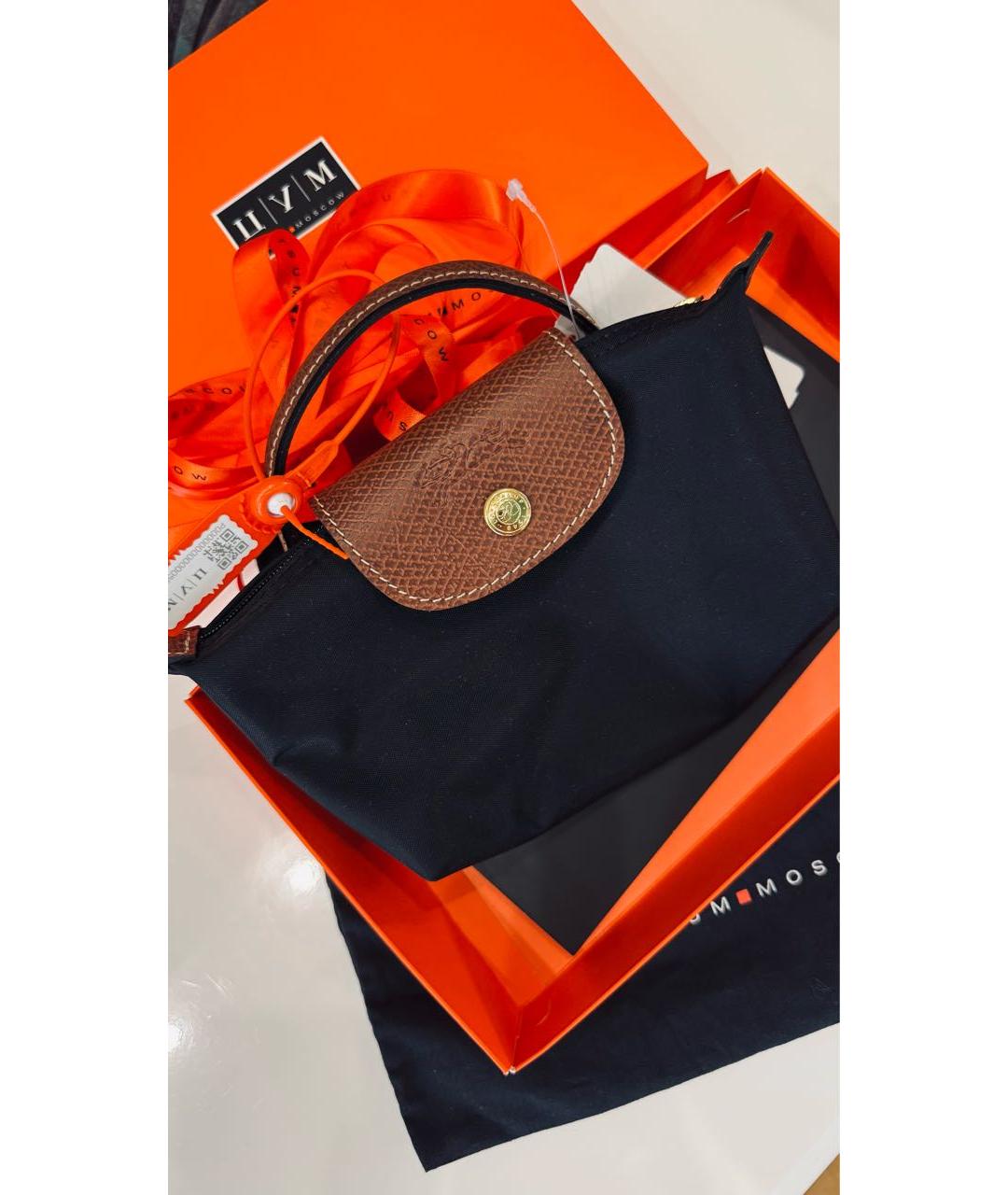 LONGCHAMP Черная тканевая сумка с короткими ручками, фото 2