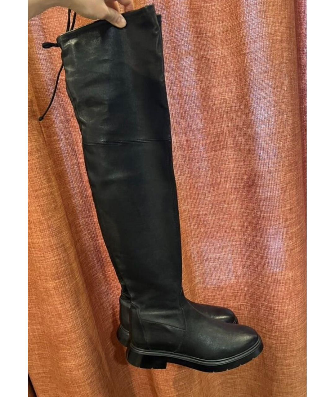 STUART WEITZMAN Черные кожаные ботфорты, фото 4