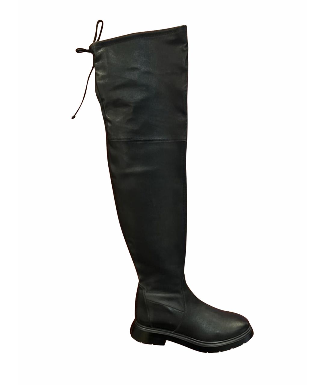 STUART WEITZMAN Черные кожаные ботфорты, фото 1