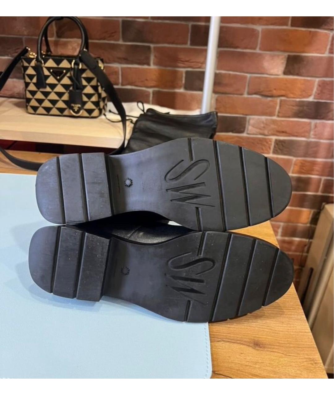 STUART WEITZMAN Черные кожаные ботфорты, фото 3