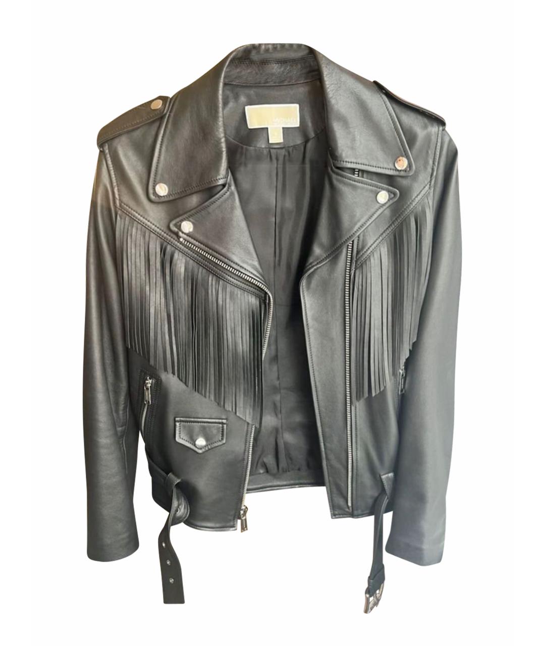 MICHAEL KORS Черная кожаная куртка, фото 1