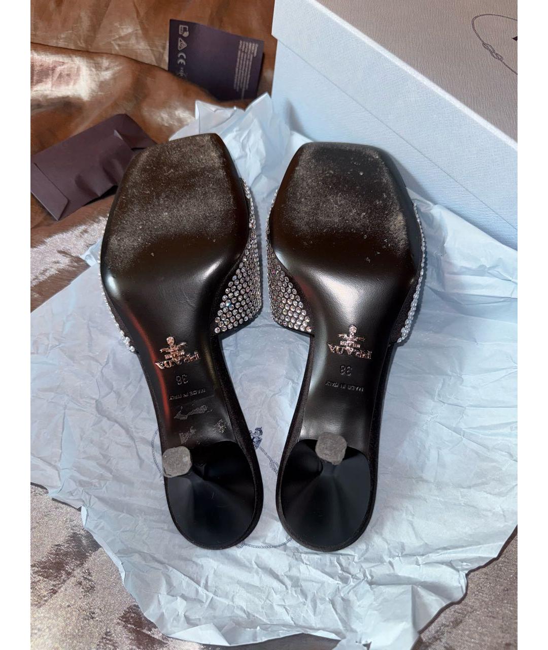 PRADA Черные кожаные босоножки, фото 7