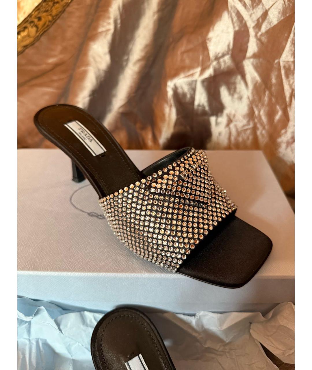 PRADA Черные кожаные босоножки, фото 5