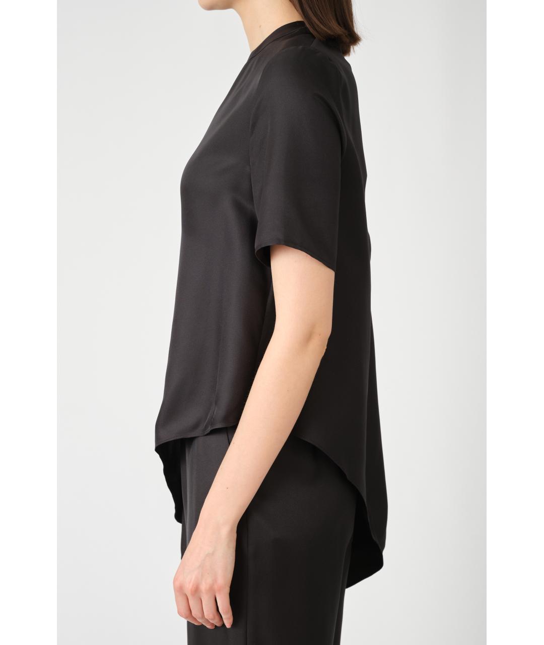 LOULOU STUDIO Черная шелковая футболка, фото 3