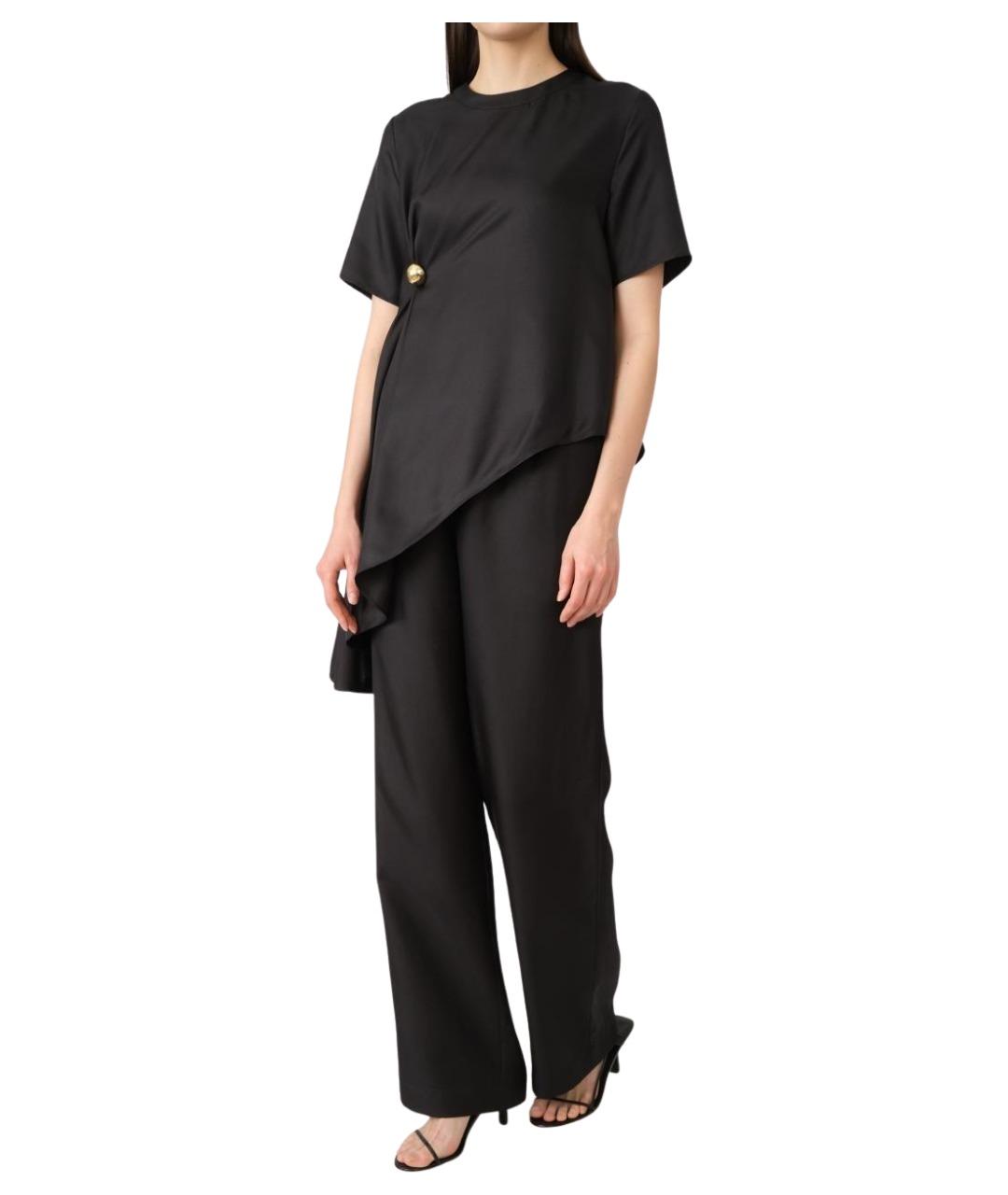 LOULOU STUDIO Черная шелковая футболка, фото 1