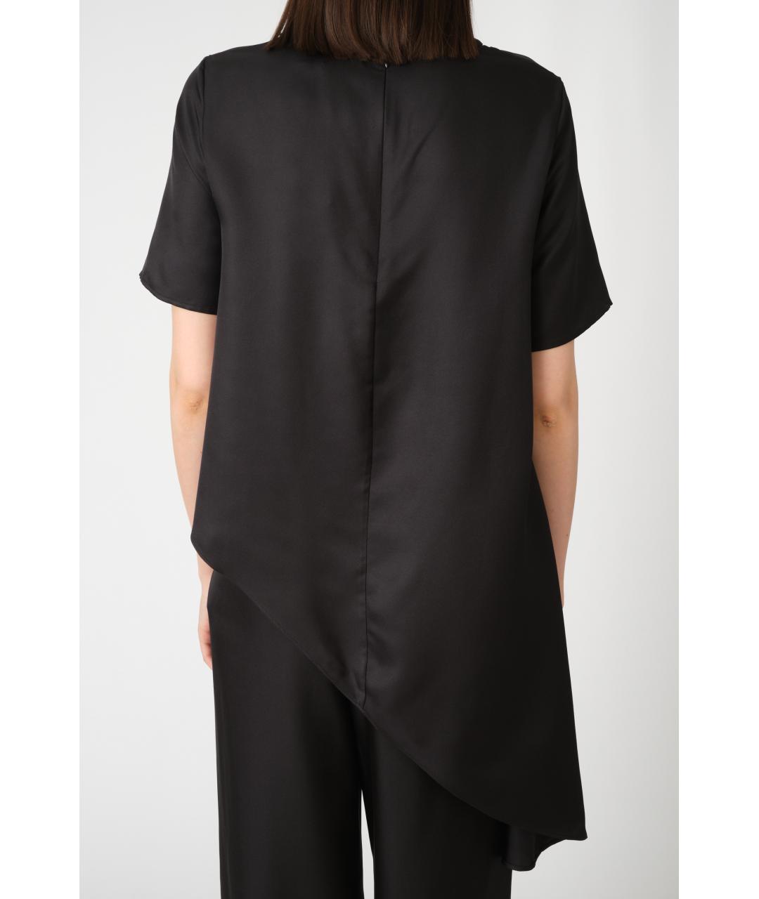 LOULOU STUDIO Черная шелковая футболка, фото 5