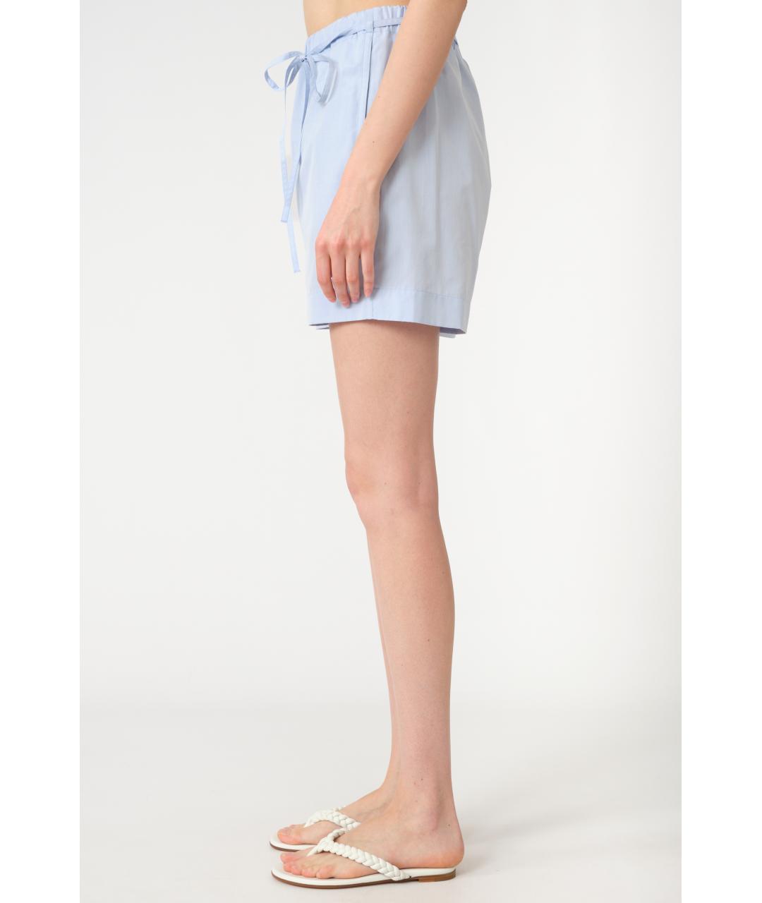 LOULOU STUDIO Голубые хлопковые шорты, фото 4