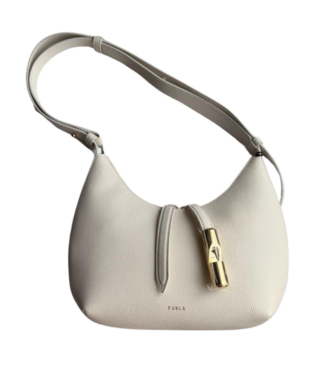 FURLA Бежевая кожаная сумка через плечо, фото 1