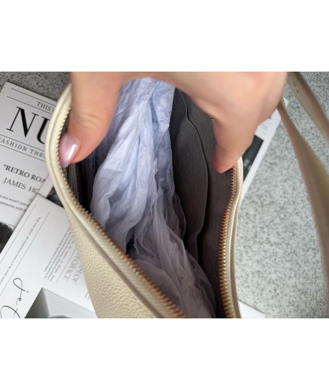 FURLA Бежевая кожаная сумка через плечо, фото 4