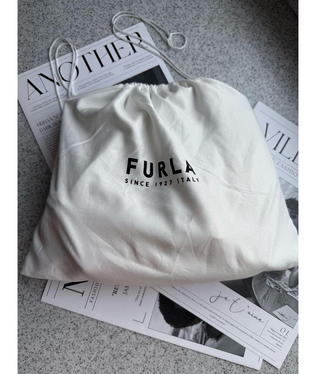 FURLA Бежевая кожаная сумка через плечо, фото 5