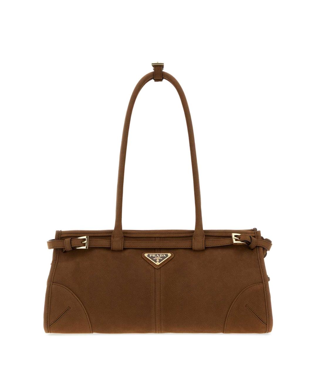 PRADA Коричневая замшевая сумка с короткими ручками, фото 1